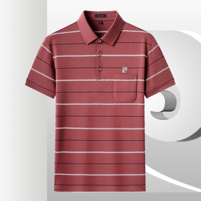 Pierre Cardin Men's Redwine Striped Polo Shirt – Stretch Cotton Blend PL51TSA129Z920